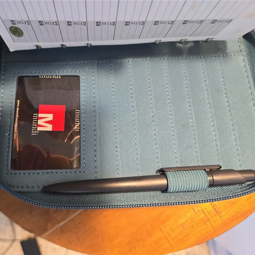 Mundi Mundex Daily Planner Organizer with Card Slots leather like teal accordion
